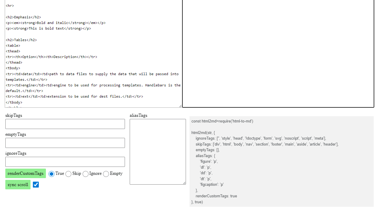 HTML to Markdown screenshot 1
