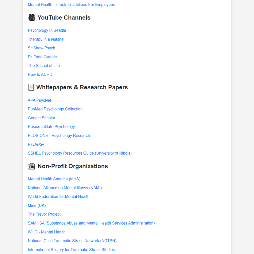 Mental Health Resources