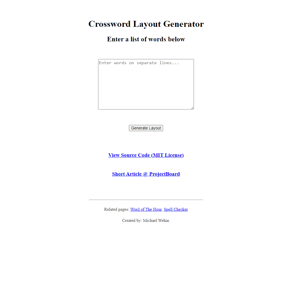 Crossword Generator
