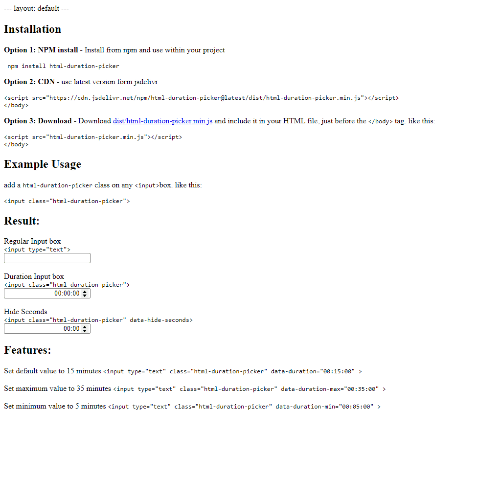 Duration Picker