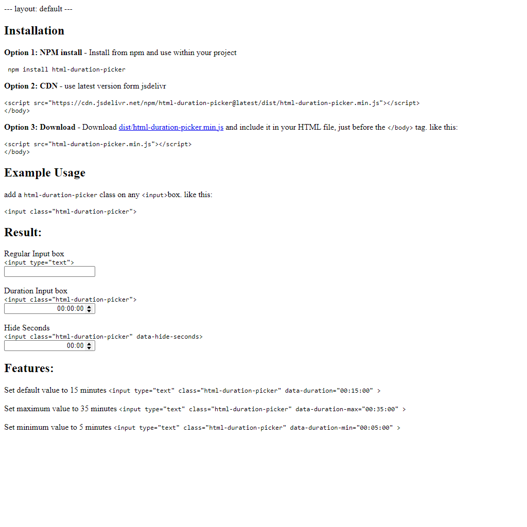 Duration Picker