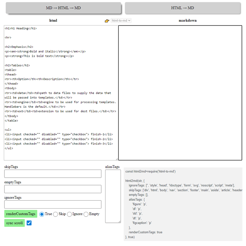 HTML to Markdown