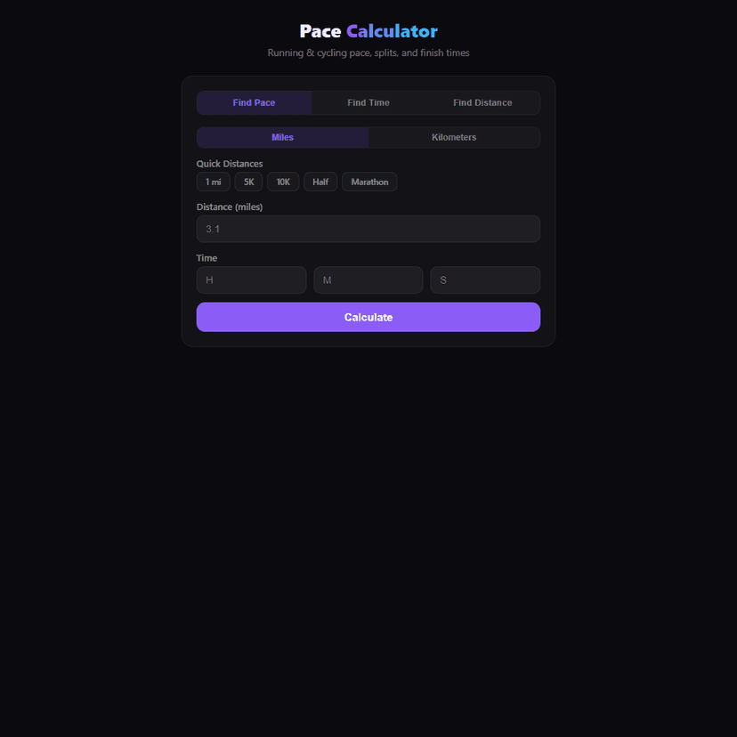 Running Pace Calculator