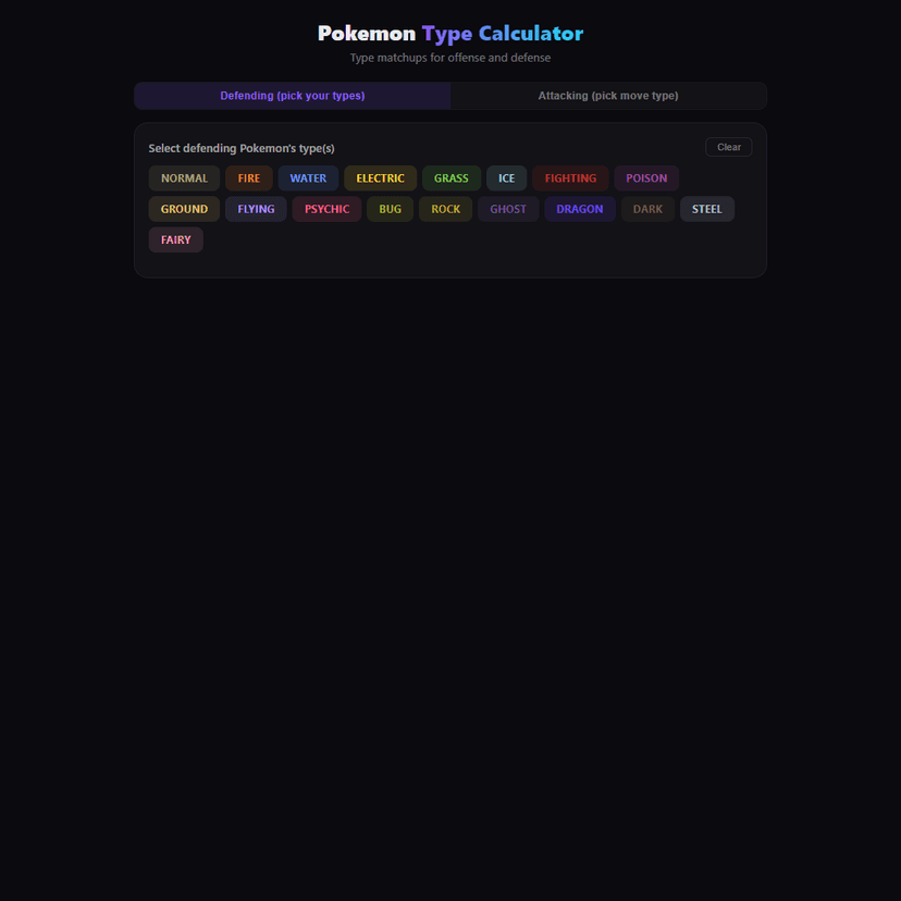 Pokemon Type Calculator