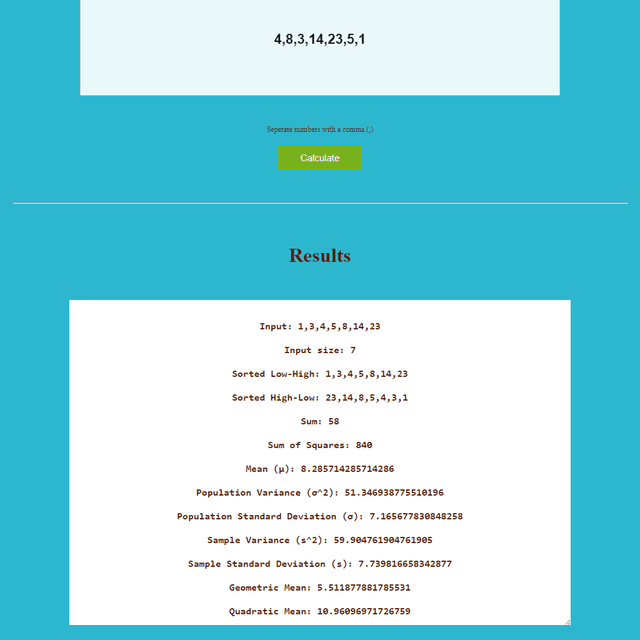 Statistics Calculator