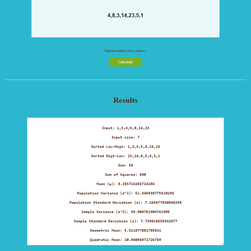 Statistics Calculator