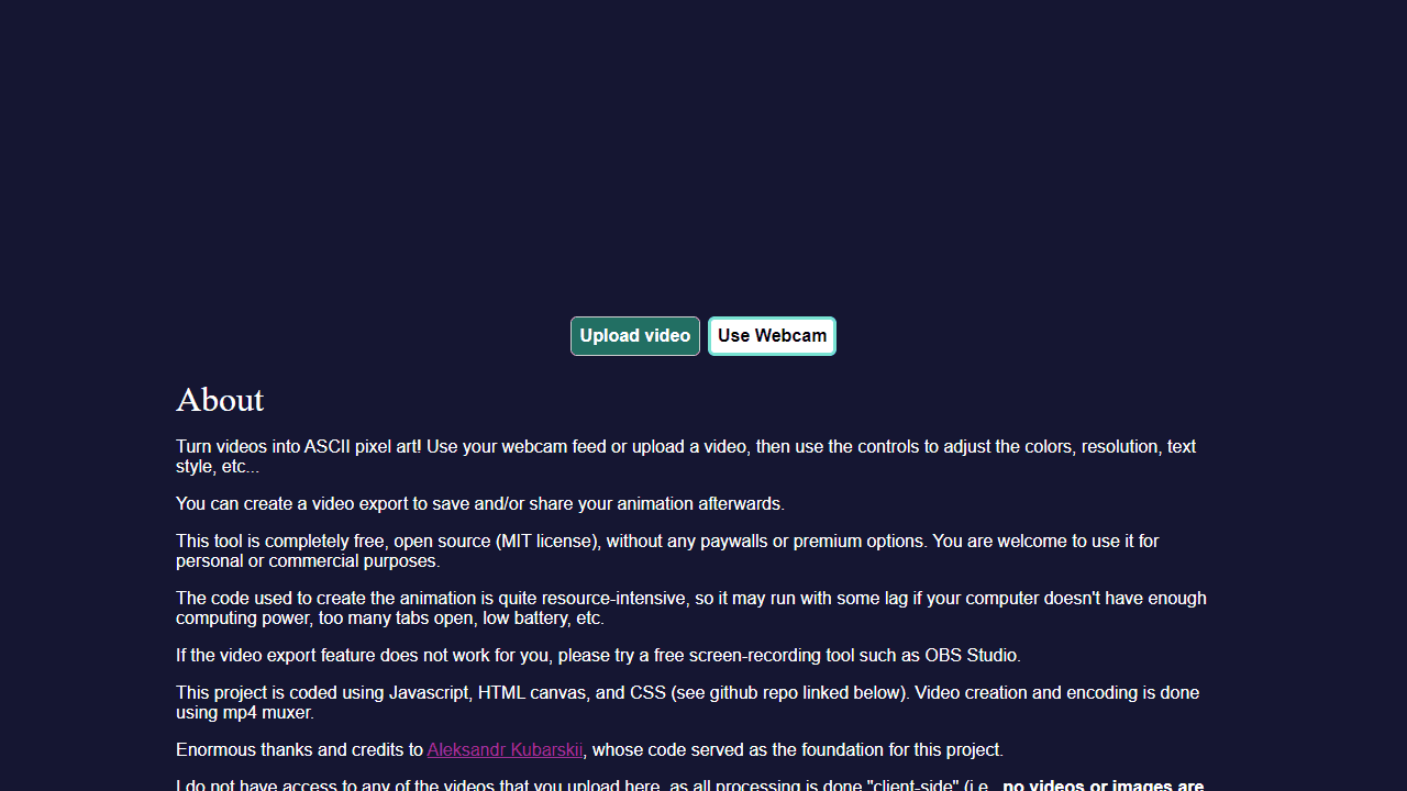Video to ASCII screenshot 1