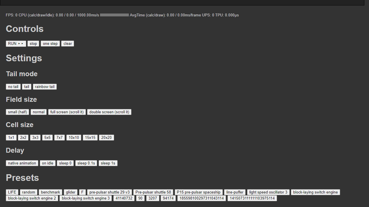 Conway's Game of Life screenshot 2
