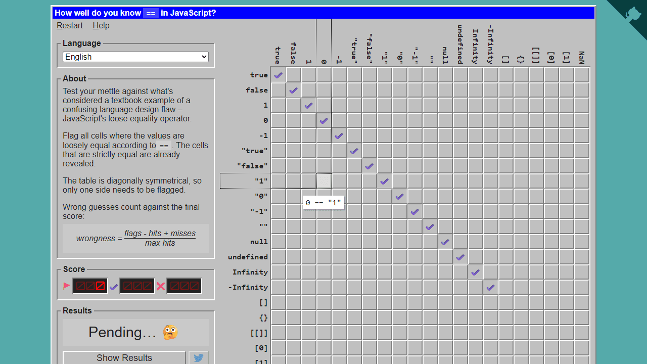 JS Equality Game screenshot 1