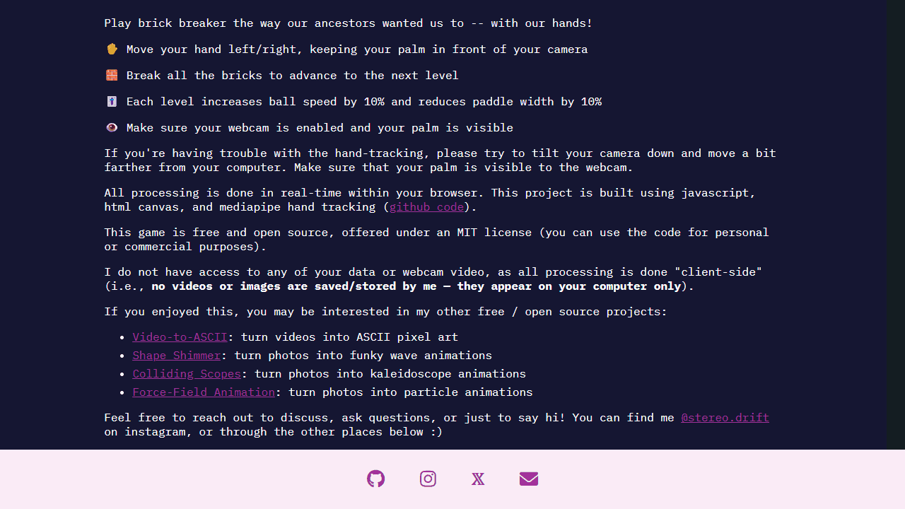 Hand-Tracked Block Breaker screenshot 1
