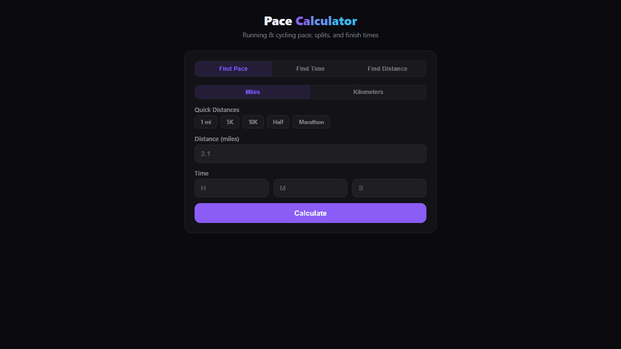 Running Pace Calculator screenshot 1