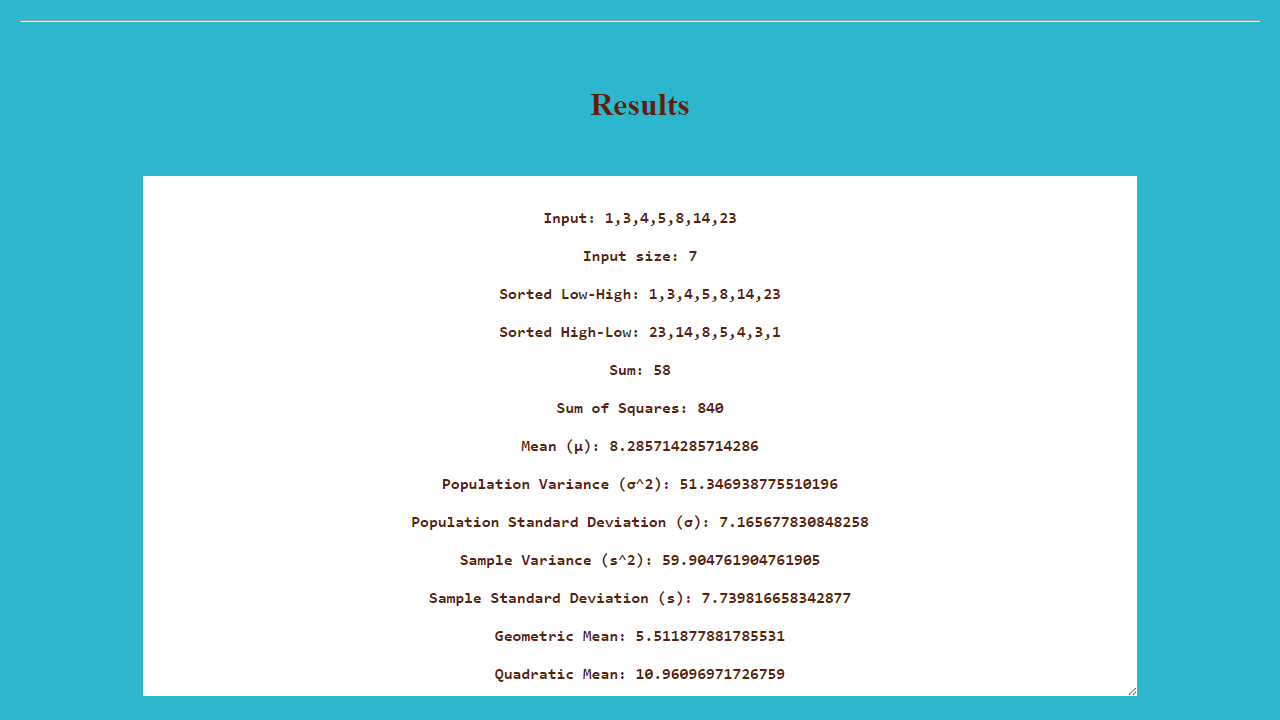 Statistics Calculator screenshot 1