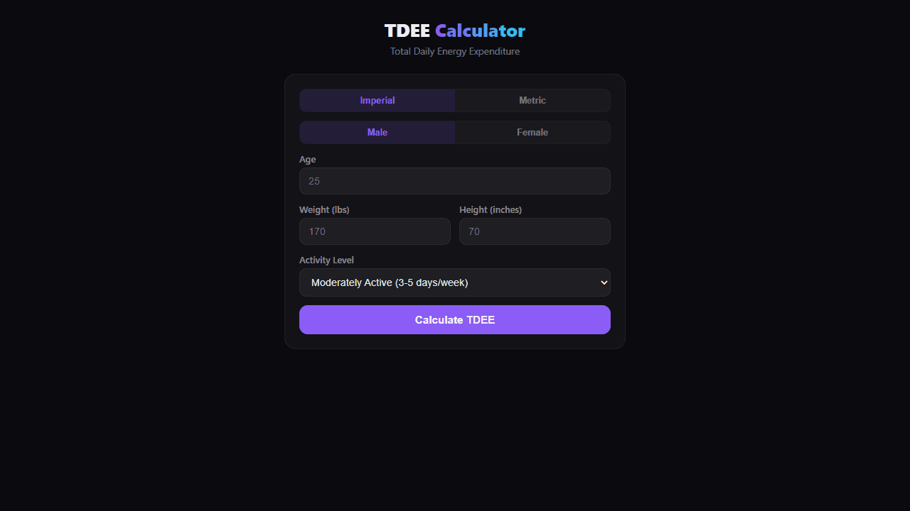 TDEE Calculator screenshot 1